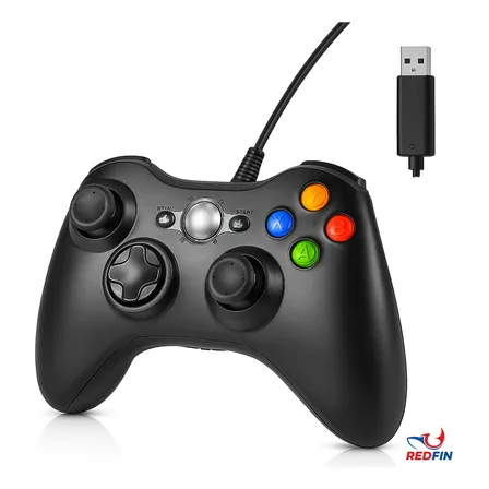 Controle Para Xbox 360 Com Fio Android Cor Preto console Marca REDFIN Joystick Manete Gamepass Steam Tv Pc Android PC controle pc gamer