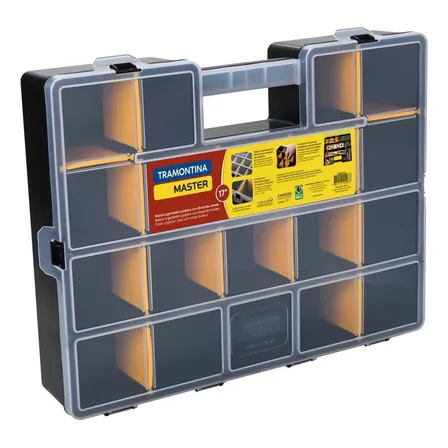 Maleta Plástica Organizadora Master 17'' Com Divisórias Amarelo e Preto Tramontina