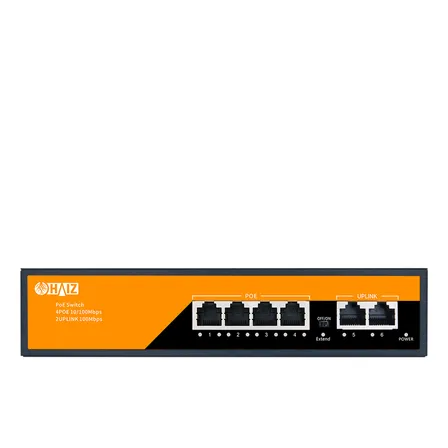 Switch Poe 4 Portas Poe Ativo + 2 Uplink Fast 10/100 Mbps Hz-1006p-ea2