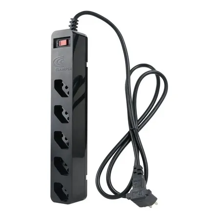 Filtro de Linha com Protetor de Surto DPS iClamper Energia 5 Tomadas 3 Pinos 10 Amperes com Tecnologia LCF Anti Raio Clamper Cor Preto