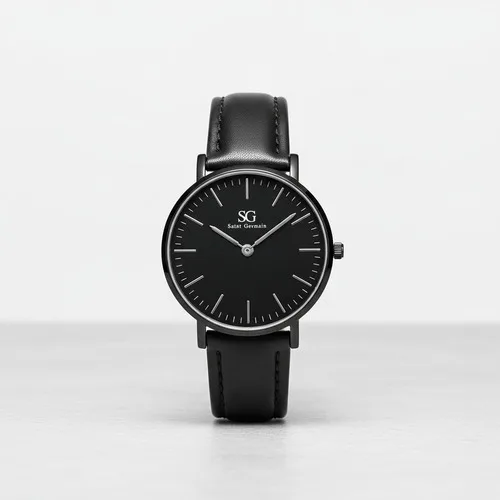 Relógio Masculino Couro Preto Saint Germain Murray Full Black 40mm Fundo Preto