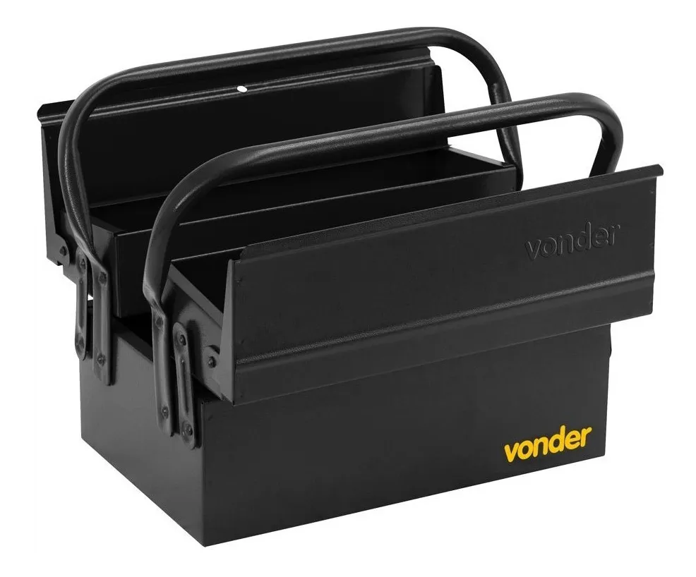 Caixa metálica sanfonada para ferramentas, com 3 gavetas, 30 cm x 19 cm x 16 cm, VONDER