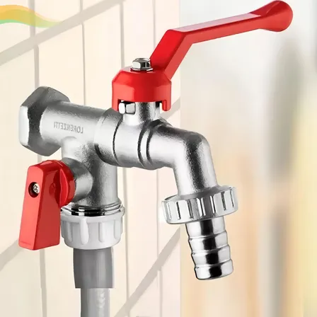 Torneira Esfera Dupla Saída 1/2 3/4 Tanque Maquina De Lavar Prateado Camperluz