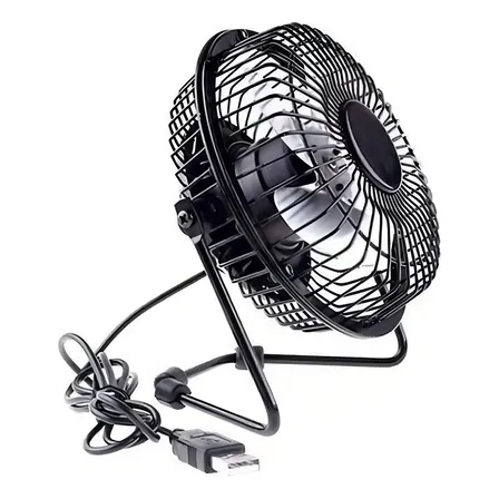 Ventilador de Mesa USB Alfacell Silencioso 4 Pás Alumínio Preto
