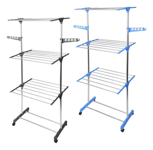 Varal De Roupa Aco Inox Dobravel Vertical Cor Prateado Toaninni