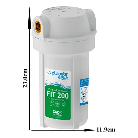 Purificador de Água Filtro Planeta Água Fit 200 Rosca 1/2" Ponto de uso, Torneira, Pia, Bebedouro - Carvão Ativado