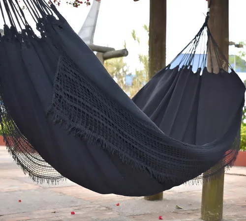 Rede Casal Têxtil Preta 3.4m Algodão Capacidade 170kg