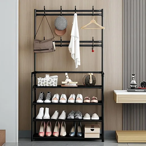 Sapateira Organizador Porta Sapatos 12 Pares Hw Com 8 Ganchos Cor Preto