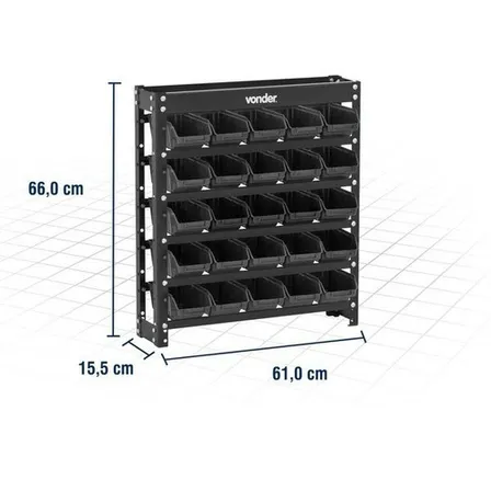 Estante Gaveteira Metálica Organizadora 25 Gavetas Vonder Cor Preto
