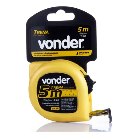 Trena de aço 5mx19mm Vonder econômica medição
