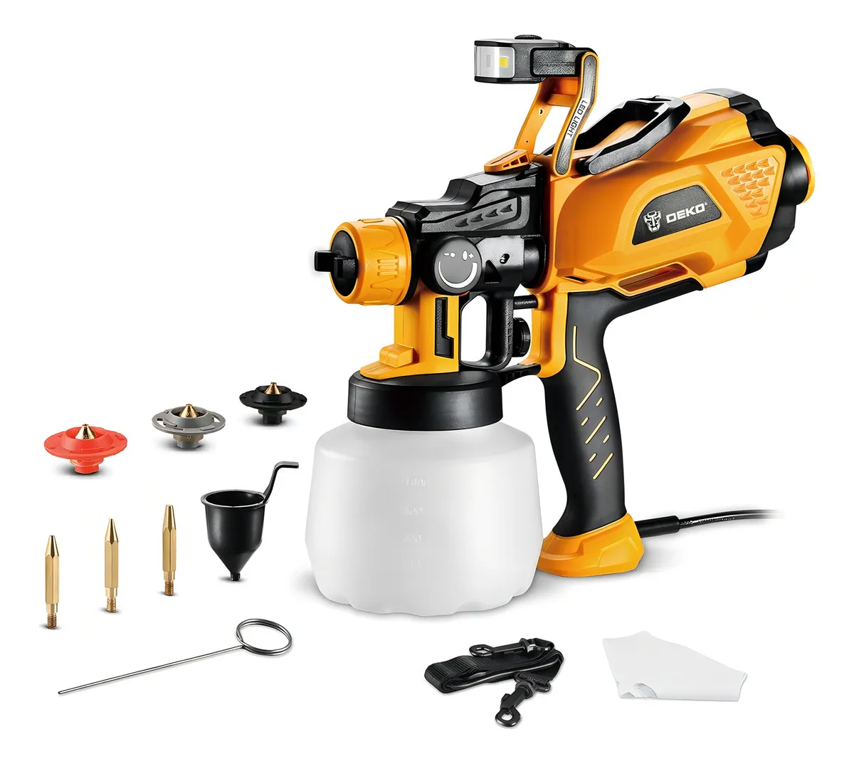Pistola de Pintura HVLP Deko 600W LED 220V 1,2L 3 Bicos