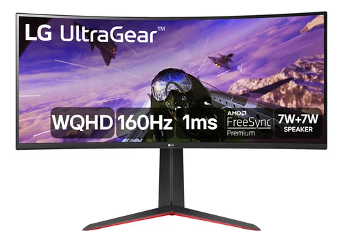 Monitor GamerLG Ultragearcurvo Tela Vade 34, 2k Wqhd 3440 X 1440, Ultrawide (formato 21:9), 160hz, 1ms (mbr), Amd Freesyncpremium 34gp63a-b Preto 127/220v