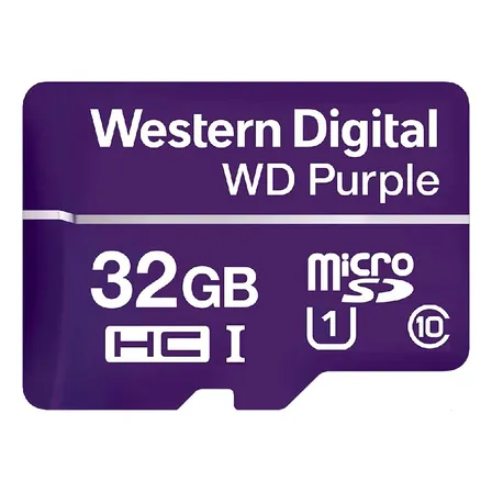Cartão De Memória Micro SD 32GB WD Purple 16TBW Intelbras P/ CFTV e Segurança
