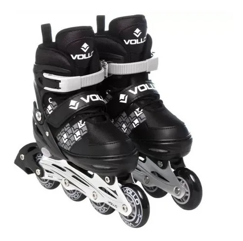 Patins Inline Infantil Ajustável 31-34 Rolamento Abec5 Cinza Vollo
