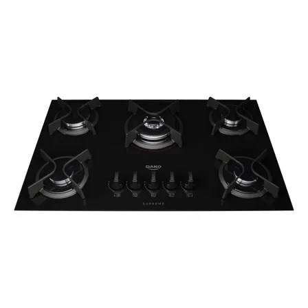 Cooktop 5 Bocas Dako Supreme Com Mesa De Vidro E Tripla Chama Preto Bivolt 127/220v