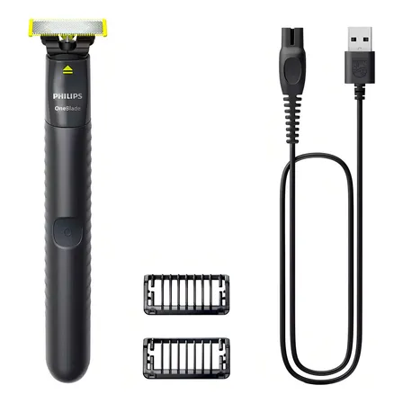 Aparador E Raspador Oneblade Com 2 Pentes, À Prova Dágua, Bivolt Qp1424/10 Philips Preto 127/220v