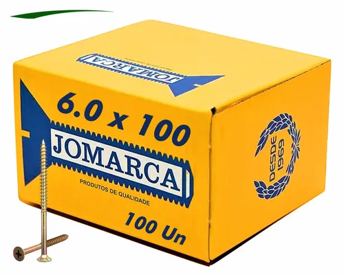 Parafuso Chipboard Phillips Jomarca Madeira Cabeça Chata 6mm x 100mm 100 Un