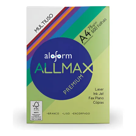 Papel Sulfite A4 Premium 500 Folhas 75g Allmax Resma Cor Branco