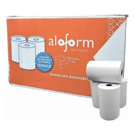 Bobina Térmica 80x40mm Aloform 48g 1 Via Caixa 30 Unidades Branco