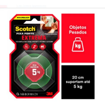 Fita Dupla Face Fixa Forte 3m 24mm X 2m 1810 Verde-escuro Liso