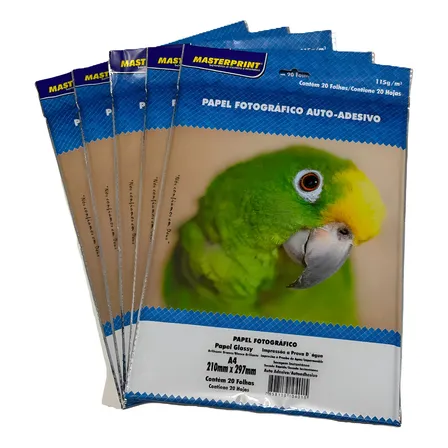 Papel Fotográfico Adesivo A4 Glossy 115g 100 Un. Masterprint Cor Branco