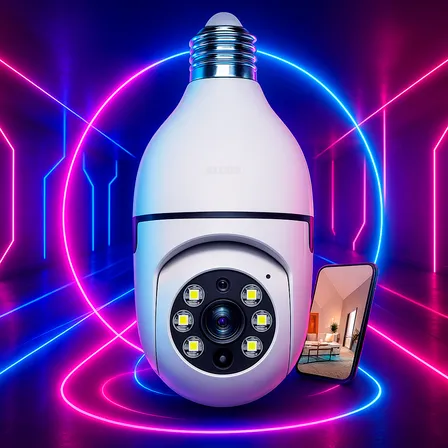 Câmera Lâmpada Panorâmica Maxnova Wi-fi 1080p Sensor Movimento 355º Visão Noturna Branco