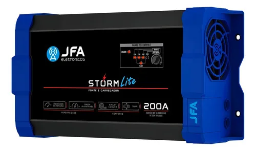 Fonte Automotiva JFA Storm Lite 200A Carregador Bivolt Azul Para Som 10.000W RMS