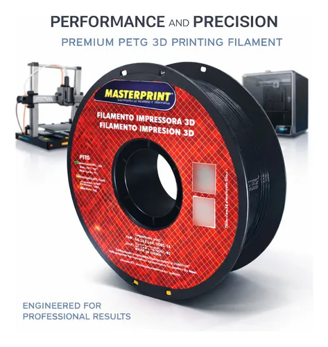 Filamento De Impressora 3d Petg 1,75mm 1kg Masterprint Preto