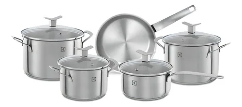 Jogo de Panelas Electrolux Inox com 5 Peças Design com Fundo Triplo