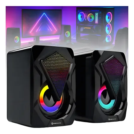 Caixinha De Som Para Pc Com Entrada P2 Usb Led Cor Preto Marca Eduimports 127/220v