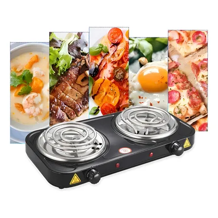 Fogão Fogareiro 2 Bocas Elétrico 2000w Fogão Cooktop Portáti Cor Preto