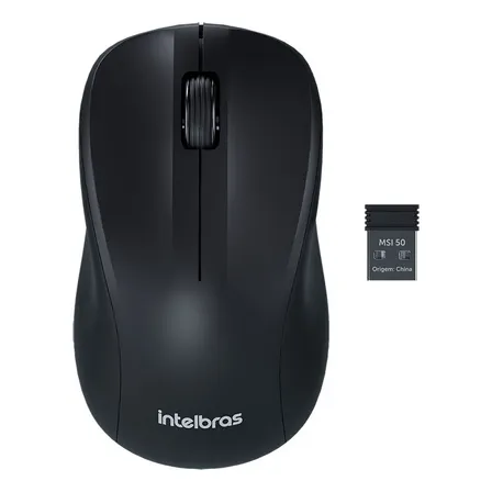 Mouse Sem Fio Intelbras Msi50 1200 Dpi Clique Silencioso Preto Com Pilha Inclusa