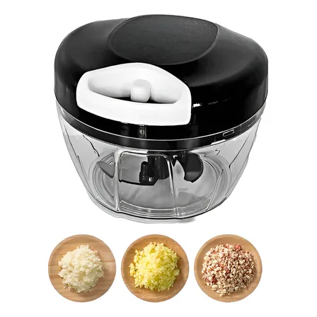 Mini Processador E Triturador De Alimentos Alho Cebola 500ml Preto