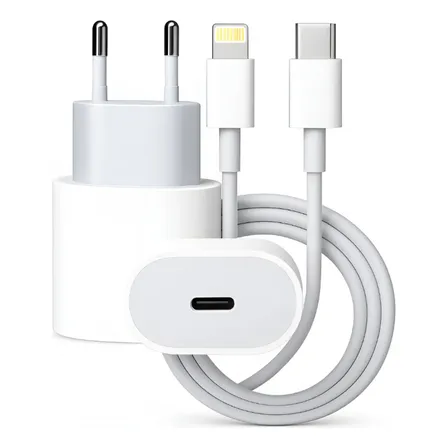 Carregador Turbo 20w Compatível iPhone Usb-c Lightning Com Cabo 1m Bivolt Carregamento Turbo Compatível iPhone 7 8 X Xr 11 12 13 14 Compacto Seguro Celular Casa Escritório Parede Branco