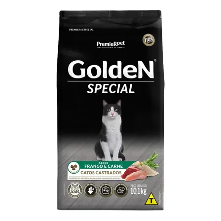 Alimento Golden Gatos Castrados Sabor frango e Carne 10.1 kg