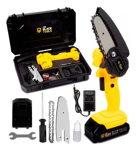 Motosserra Mini Bts-100 Bateria Recarregável 21v The Black Tools Cor Amarelo 127/220v 60hz