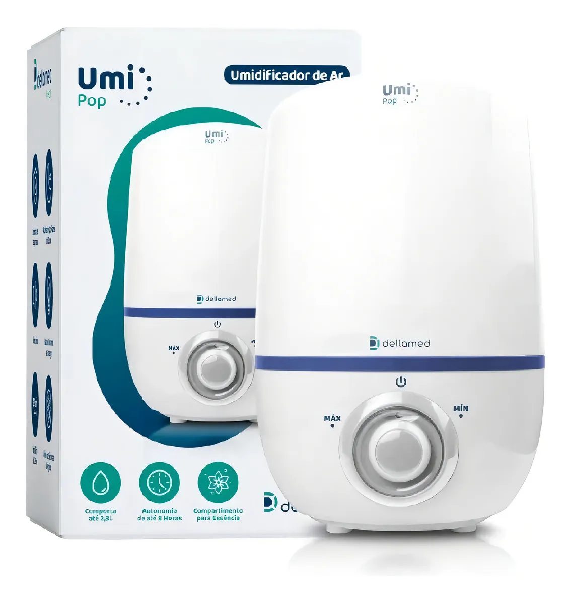 Umidificador De Ar Ultrassônico Umi Pop Health 2,3l Dellamed Cor Branco