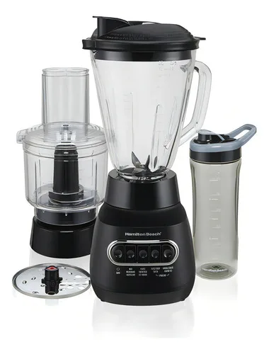 Multiblend® 3 Em 1 Hamilton Beach Liquidificador Jarra de Vidro 1,5L Processador 800W Potência Multi Uso Cor Preto Com Copo To Go Função Pulsar Tritura Gelo Lâminas Em Aço Inox