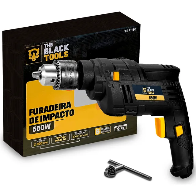 Furadeira Elétrica De Impacto 550w 3/8 10mm Profissional Tbf550k The Black Tools