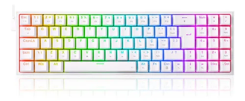 Teclado Mec Redragon Pollux 75% Rgb Branco Switch Blue Abnt2 Idioma Português Brasil