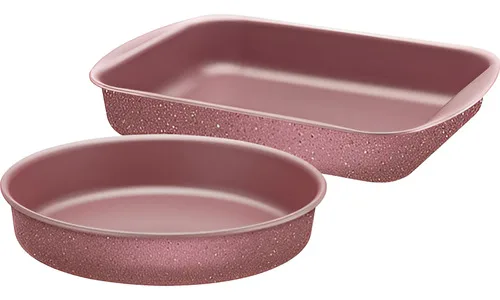 Jogo De Assadeiras Tramontina Antiaderente Brasil 2 Pç Rosa