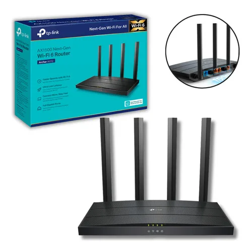 Roteador Tp-link Ax12 Wifi 6 Archer Ax1500 Dual Band Gigabit Preto