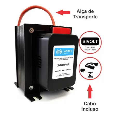 Auto Transformador Adtek 2000va Bivolt 110v 220v E 220v 110v