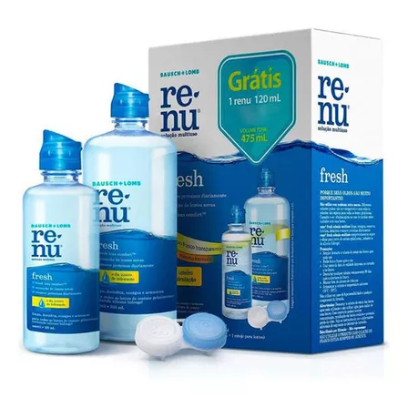 Kit Renu Fresh Solução Multiuso Para Lentes 355ml 120ml Bausch + Lomb 475 Ml