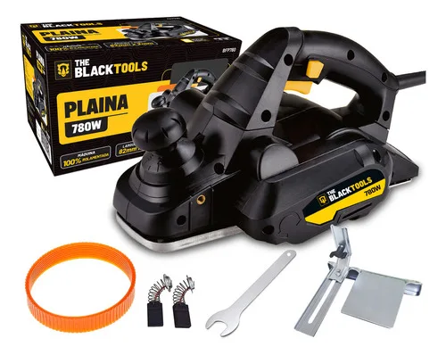 Plaina Elétrica 780W 16500 Rpm Profissional Cor Preto Com Acessórios Alta Precisão The Black Tools