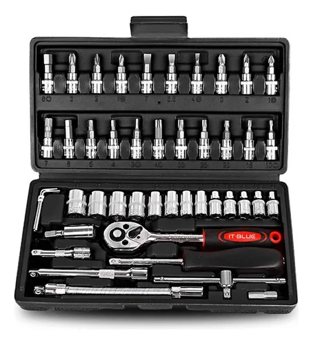 Kit Ferramentas Profissional IT-Blue Chave Catraca Combinada 46 Peças
