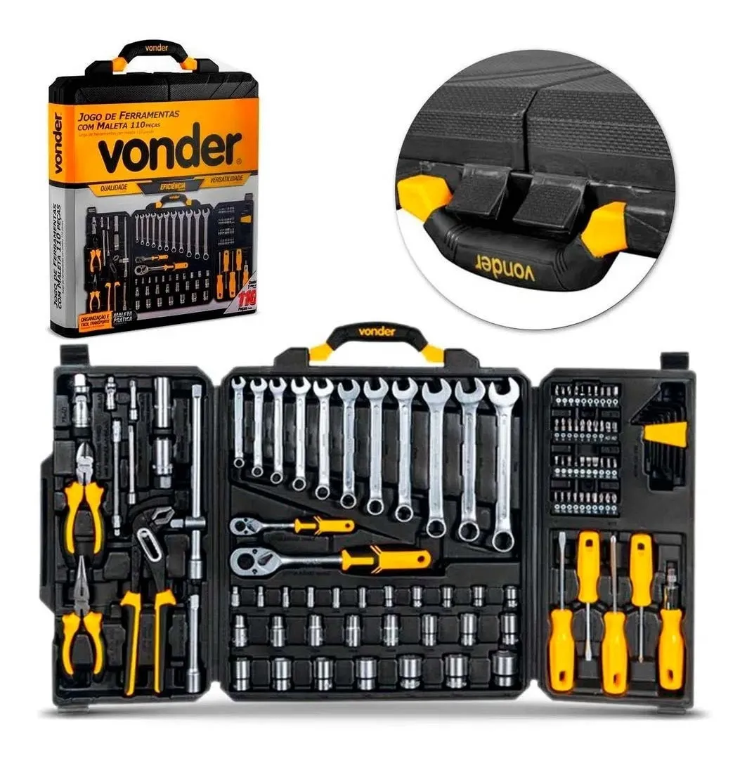 Jogo de ferramentas com 110 peças, embalagem fechada, VONDER