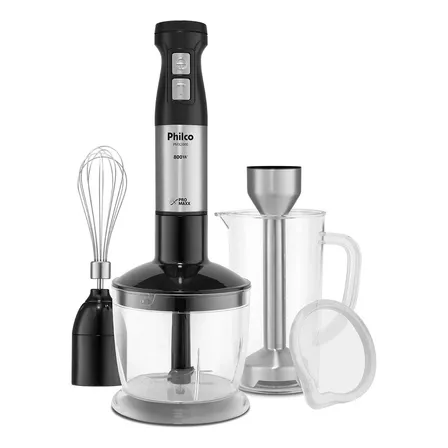 Mixer Philco Pmx2000 3 Em 1 Inox 800w Inox Preto - Processador, Batedor e Liquidificador