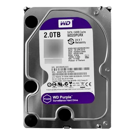 Hd Wd Purple 2tb Sata 64mb 5400 Rpm - Compatível DVR Intelbras