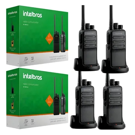 4 Ht Rádio Intelbras Uhf Rc3002 Walkie Talkie Longo Alcance Cor Preto